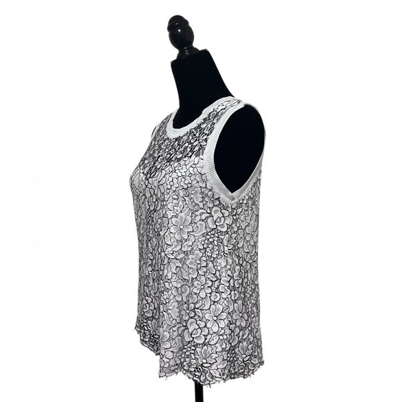 Generation Love White/Black Sleeveless Floral Lace Top Size M - Picture 6 of 10